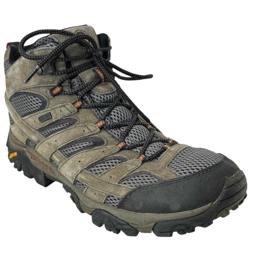 Merrell Hiking Boots Men 13 Beluga Moab 2 Mid Waterproof Vibram Superfeet Insole